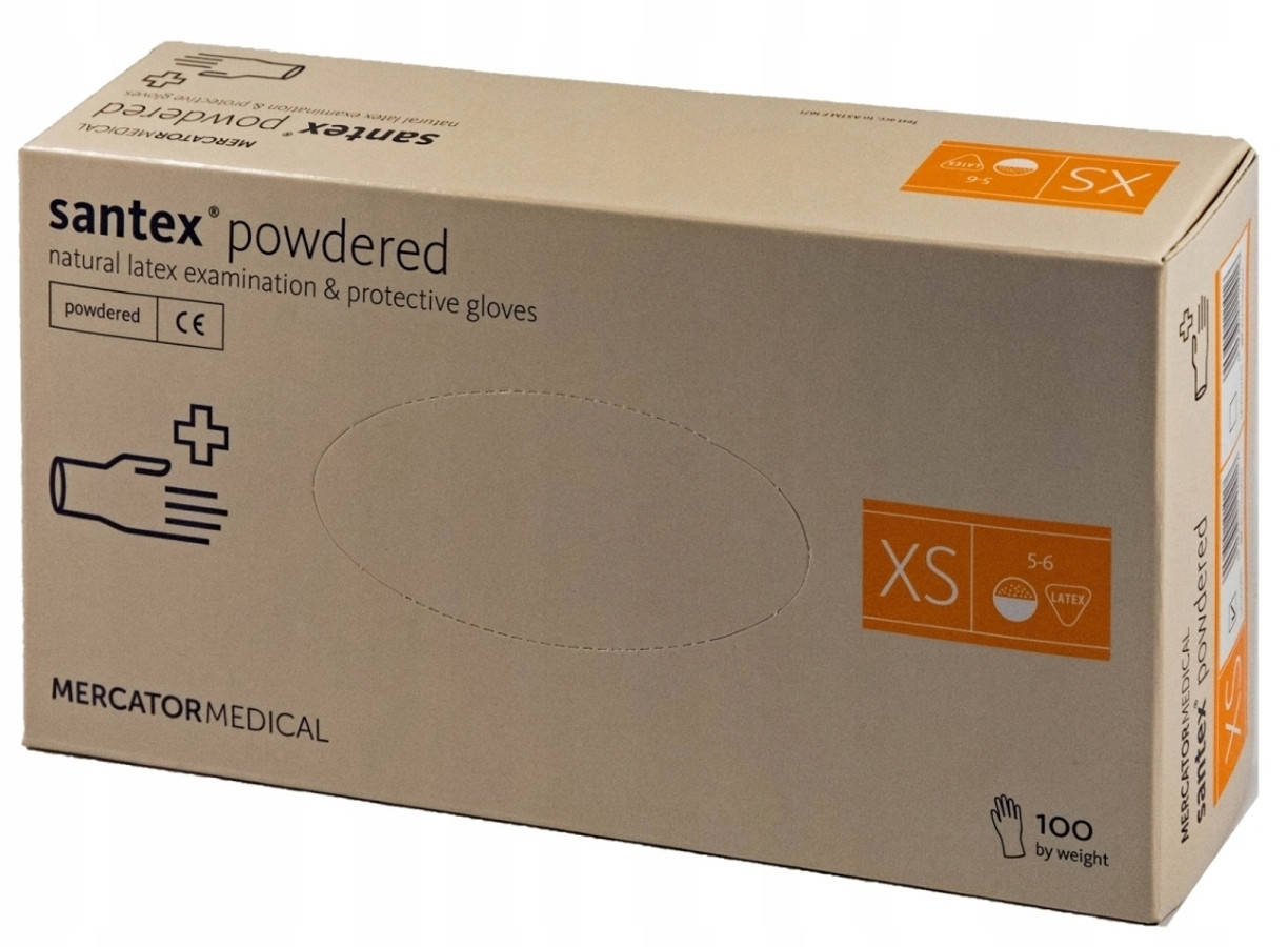 Перчатки смотровые латексные нестерильные опудренные Santex powdered XS (50 пар/уп), Белый
Перчатки смотровые латексные нестерильные опудренные Santex powdered XS (50 пар/уп), Белый