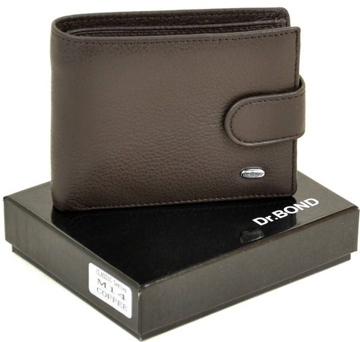 Мужской кожаный кошелек Dr.Bond маленький натуральная кожа, Коричневый 
Мужской кожаный кошелек Dr.Bond маленький натуральная кожа, Коричневый