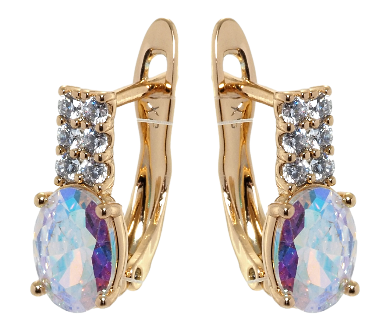 Серьги XP Позолота 18К английский замок "Радужный кристалл на дужке с циркония" 
Серьги XP Позолота 18К английский замок "Радужный кристалл на дужке с циркония"