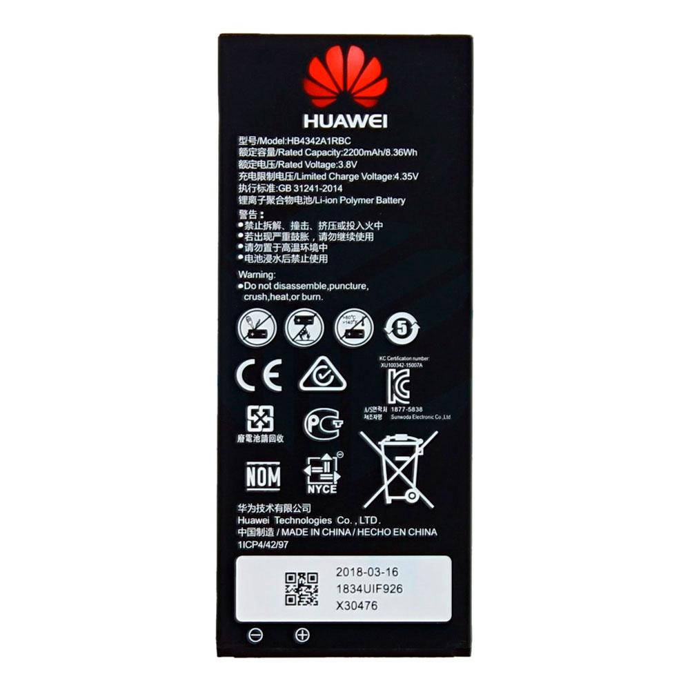 Аккумулятор (АКБ батарея) Huawei HB4342A1RBC Honor 4A Honor 5 Y5 II CUN-U29 Y6 II 5A CAM-AL00 2200 mAh
Аккумулятор (АКБ батарея) Huawei HB4342A1RBC Honor 4A Honor 5 Y5 II CUN-U29 Y6 II 5A CAM-AL00 2200 mAh