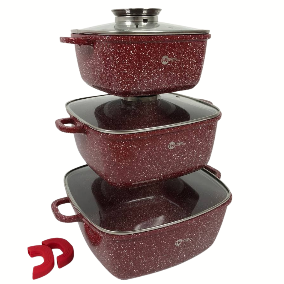 Набор квадратных кастрюль с гранитным покрытием на 6 предметов Higher Kitchen НК-302 Красный
Набор квадратных кастрюль с гранитным покрытием на 6 предметов Higher Kitchen НК-302 Красный