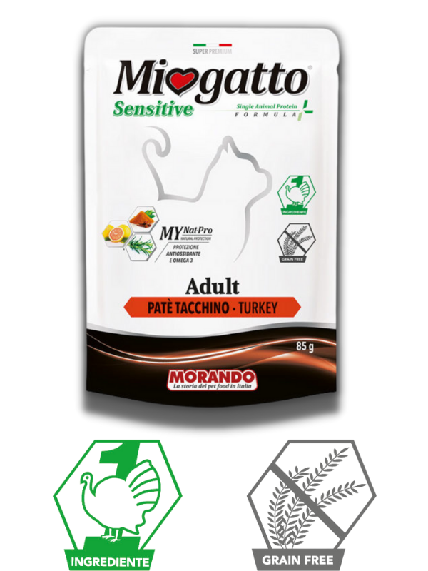Монопротеиновые беззерновые консервы для кошек Morando MioGatto Sensitive Monoprotein, индейка 85 g
Монопротеиновые беззерновые консервы для кошек Morando MioGatto Sensitive Monoprotein, индейка 85 g