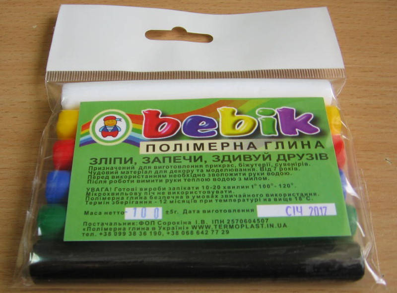 Полимерная глина 6 цветов 100гр. тм Бебик
Полимерная глина 6 цветов 100гр. тм Бебик