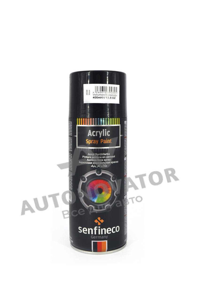Акриловая аэрозольная краска - черная глянцевая Senfineco Acrylic Spray Paint 400 мл, Черный
Акриловая аэрозольная краска - черная глянцевая Senfineco Acrylic Spray Paint 400 мл, Черный