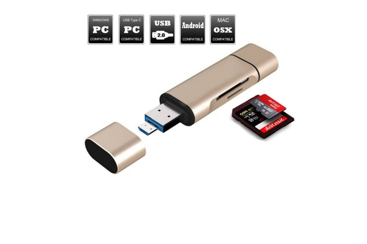 Переходник Card Reader SD/MicroSD на USB Type-C и USB 2.0 адаптер USB на Micro USB для картридер
Переходник Card Reader SD/MicroSD на USB Type-C и USB 2.0 адаптер USB на Micro USB для картридер