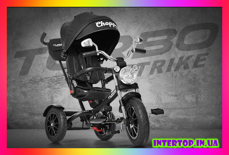 Трехколесный велосипед Chopper с фарой и игровой панелью Turbotrike M 4056 черный с черными ремнями
Трехколесный велосипед Chopper с фарой и игровой панелью Turbotrike M 4056 черный с черными ремнями
