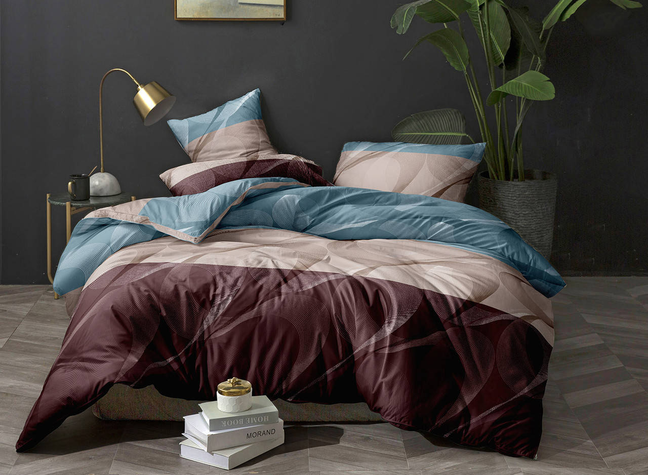 Комплект постельного белья полуторный "Цветные полосы" из полиэстера, Бежевый 
Комплект постельного белья полуторный "Цветные полосы" из полиэстера, Бежевый