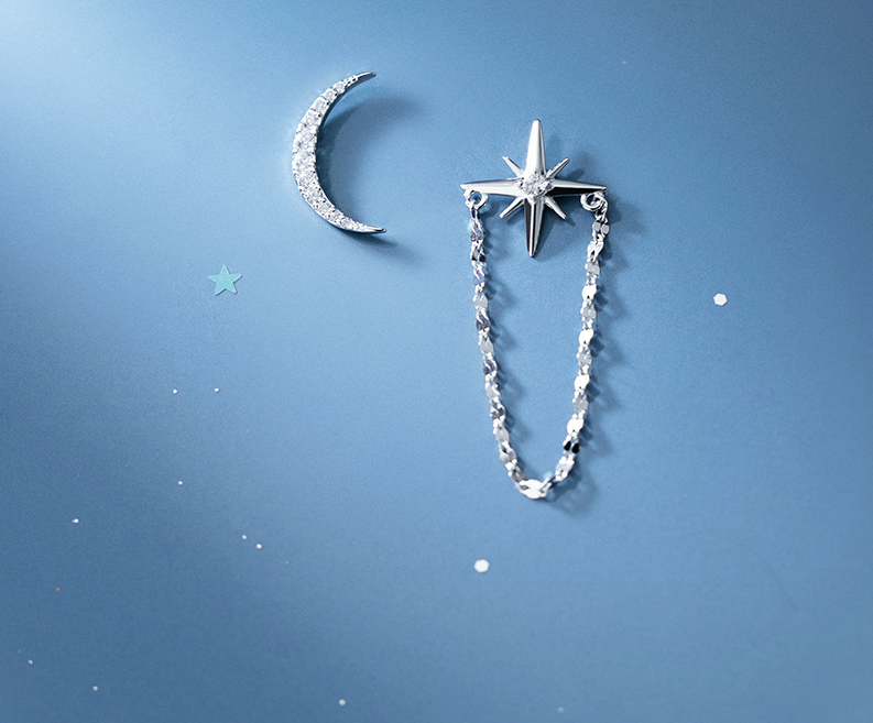 Серьги Месяц+Звезда серебряные, сережки-гвоздики асимметрия, разные серьги с камнями, серебро 925 пробы
Серьги Месяц+Звезда серебряные, сережки-гвоздики асимметрия, разные серьги с камнями, серебро 925 пробы