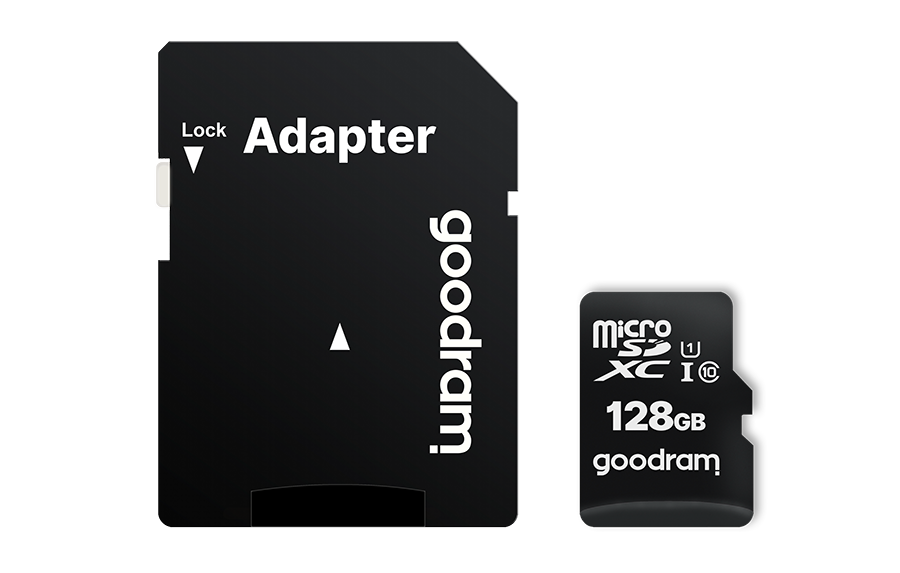 MicroSDXC 128GB UHS-I Class 10 Goodram + SD-adapter (M1AA-1280R12) 
MicroSDXC 128GB UHS-I Class 10 Goodram + SD-adapter (M1AA-1280R12)