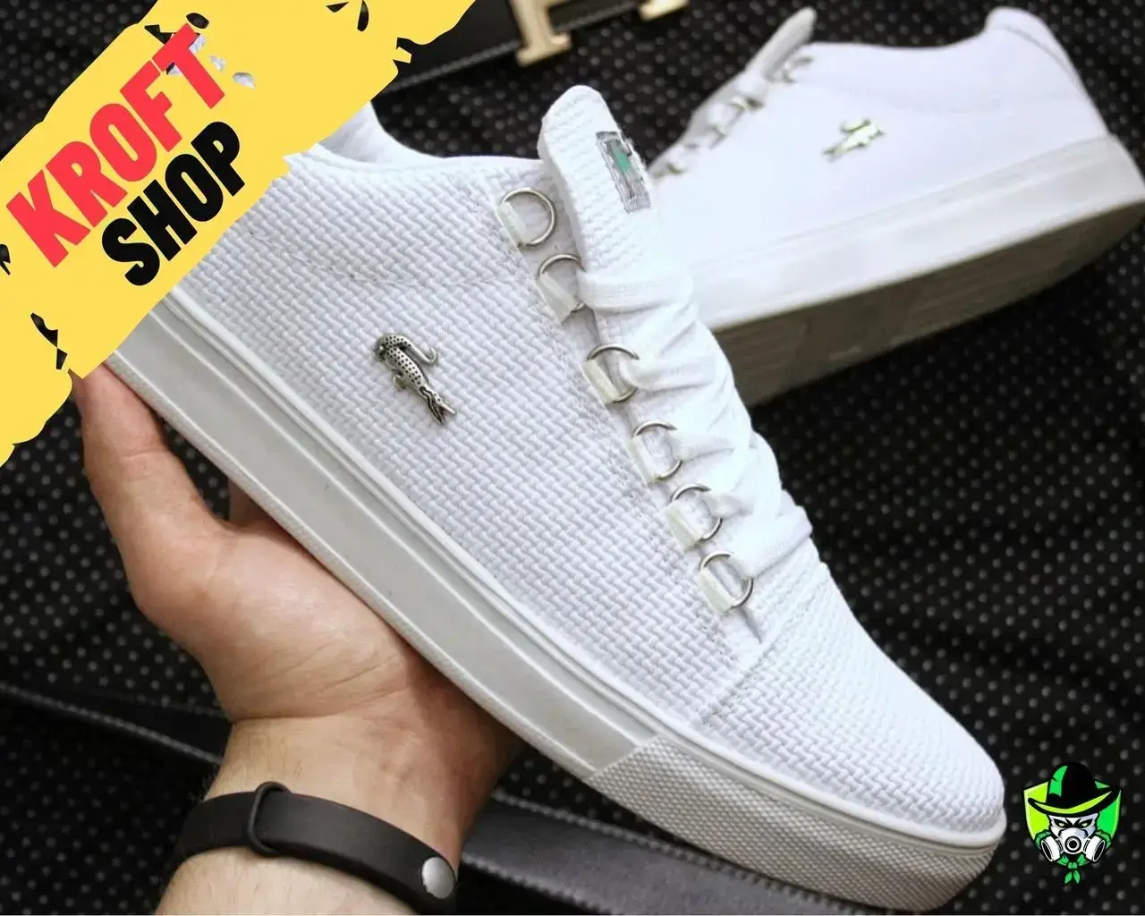 Мужские белые Кеды-Кроссовки Lacoste обувь мужская демисезонная Размеры 40 41 42 43 44, Белый