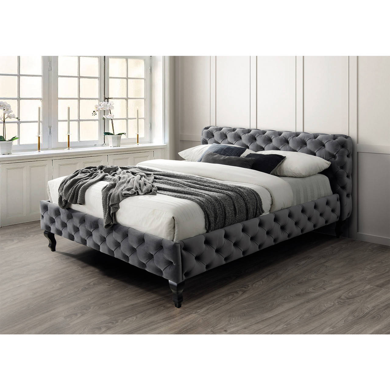Двуспальная серая велюровая кровать Signal Herrera Velvet 160х200см с деревянными ножками, Серый
Двуспальная серая велюровая кровать Signal Herrera Velvet 160х200см с деревянными ножками, Серый