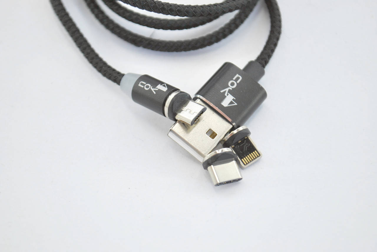Кабель Usb 3 в 1 Micro/Lightning/Type-C 4you Magnetic 1m (2000mah, плетение Питон, 360град.) Black, Черный
Кабель Usb 3 в 1 Micro/Lightning/Type-C 4you Magnetic 1m (2000mah, плетение Питон, 360град.) Black, Черный