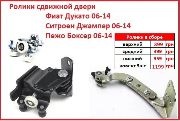 Ролики сдвижной двери Ситроен Джампер Citroen Jumper 2006-2014 боковой верхний средний нижний
Ролики сдвижной двери Ситроен Джампер Citroen Jumper 2006-2014 боковой верхний средний нижний