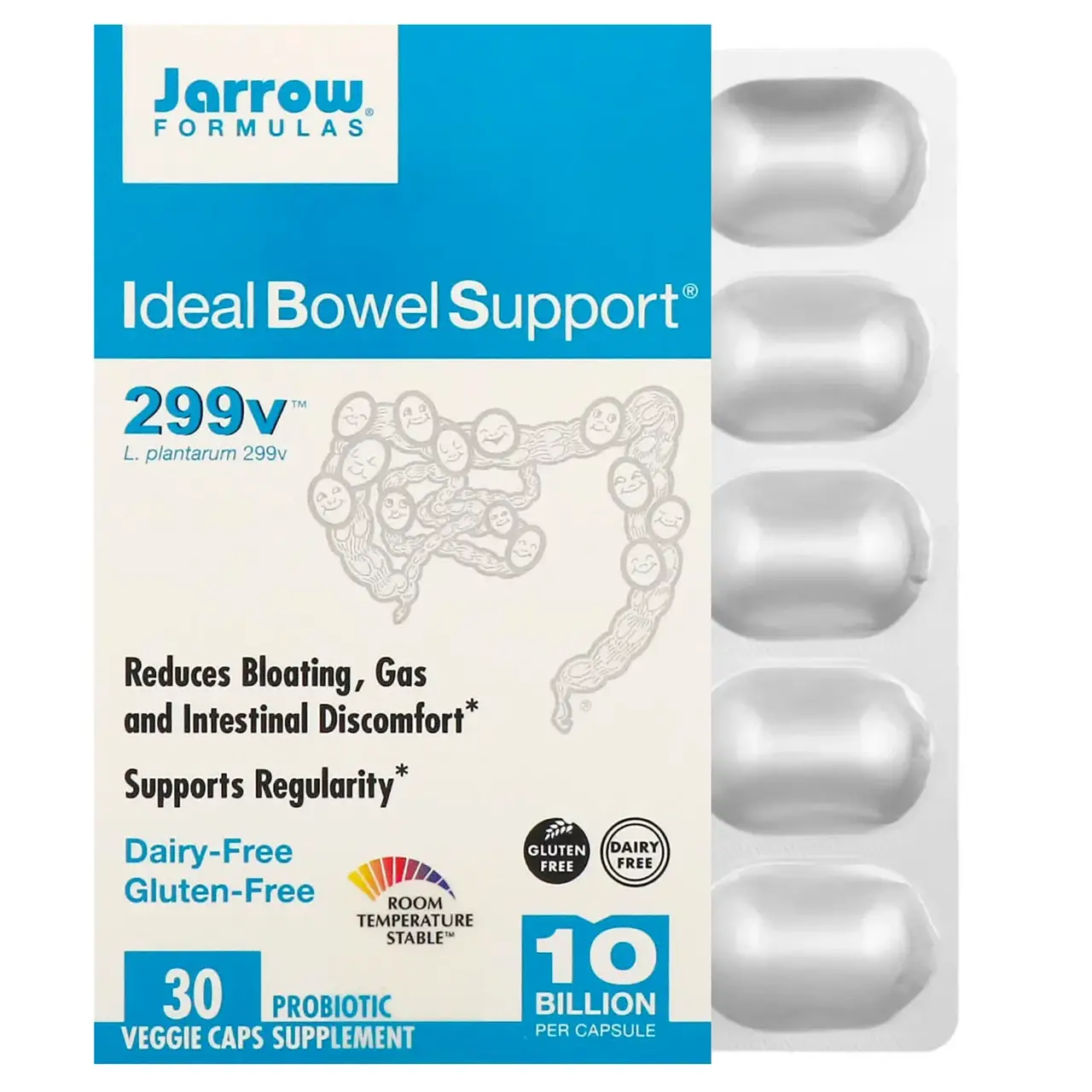 Jarrow Formulas, Ideal Bowel Support, 299v, 10 млрд клеток, 30 растительных капсул
Jarrow Formulas, Ideal Bowel Support, 299v, 10 млрд клеток, 30 растительных капсул