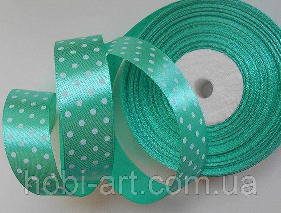 Стрічка атласна 25мм в горошок № 12 м'ята 
Стрічка атласна 25мм в горошок № 12 м'ята