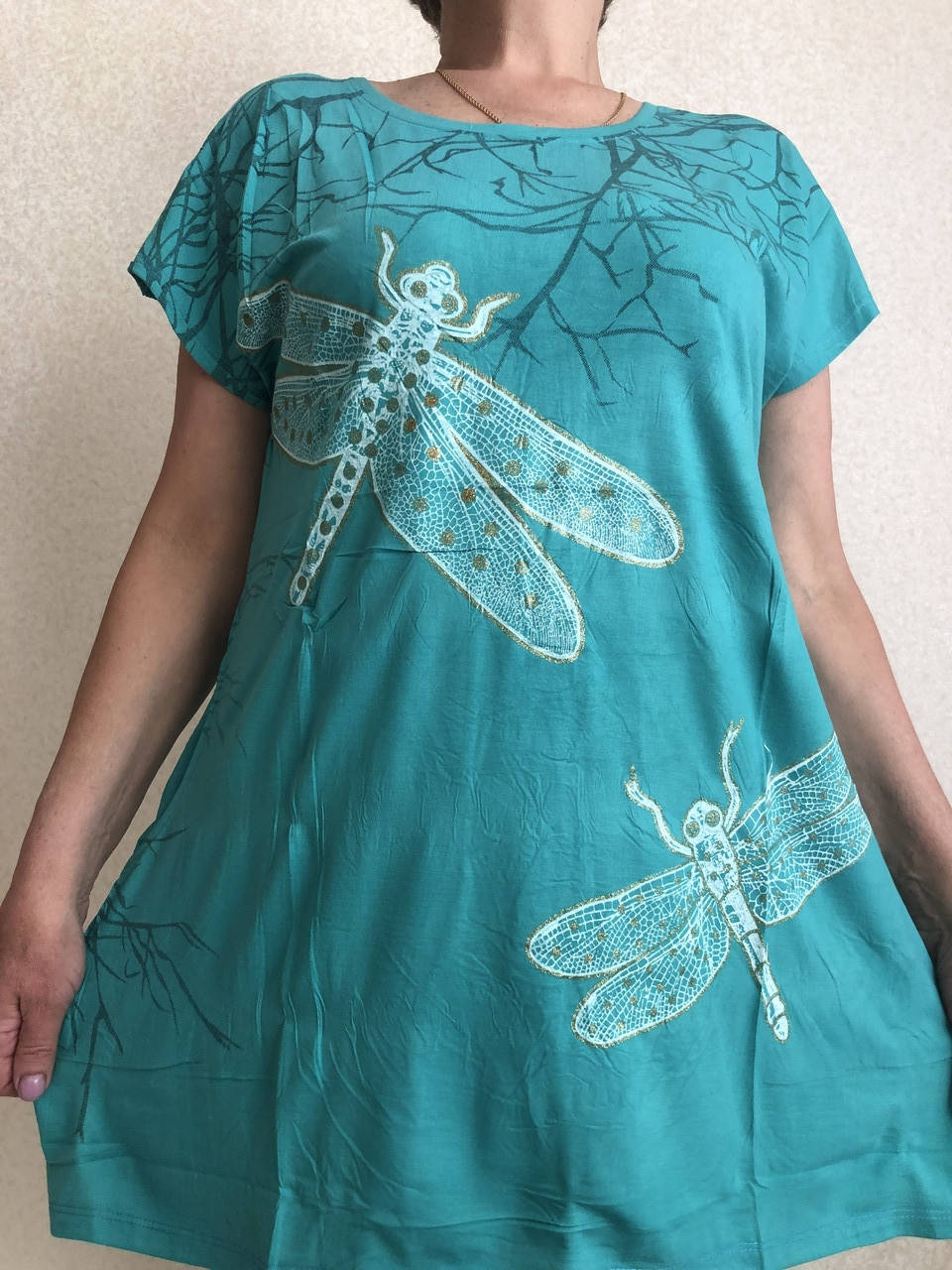 Женская футболка туника зеленая батальная с карманами 60 размер, Зелёный
Женская футболка туника зеленая батальная с карманами 60 размер, Зелёный