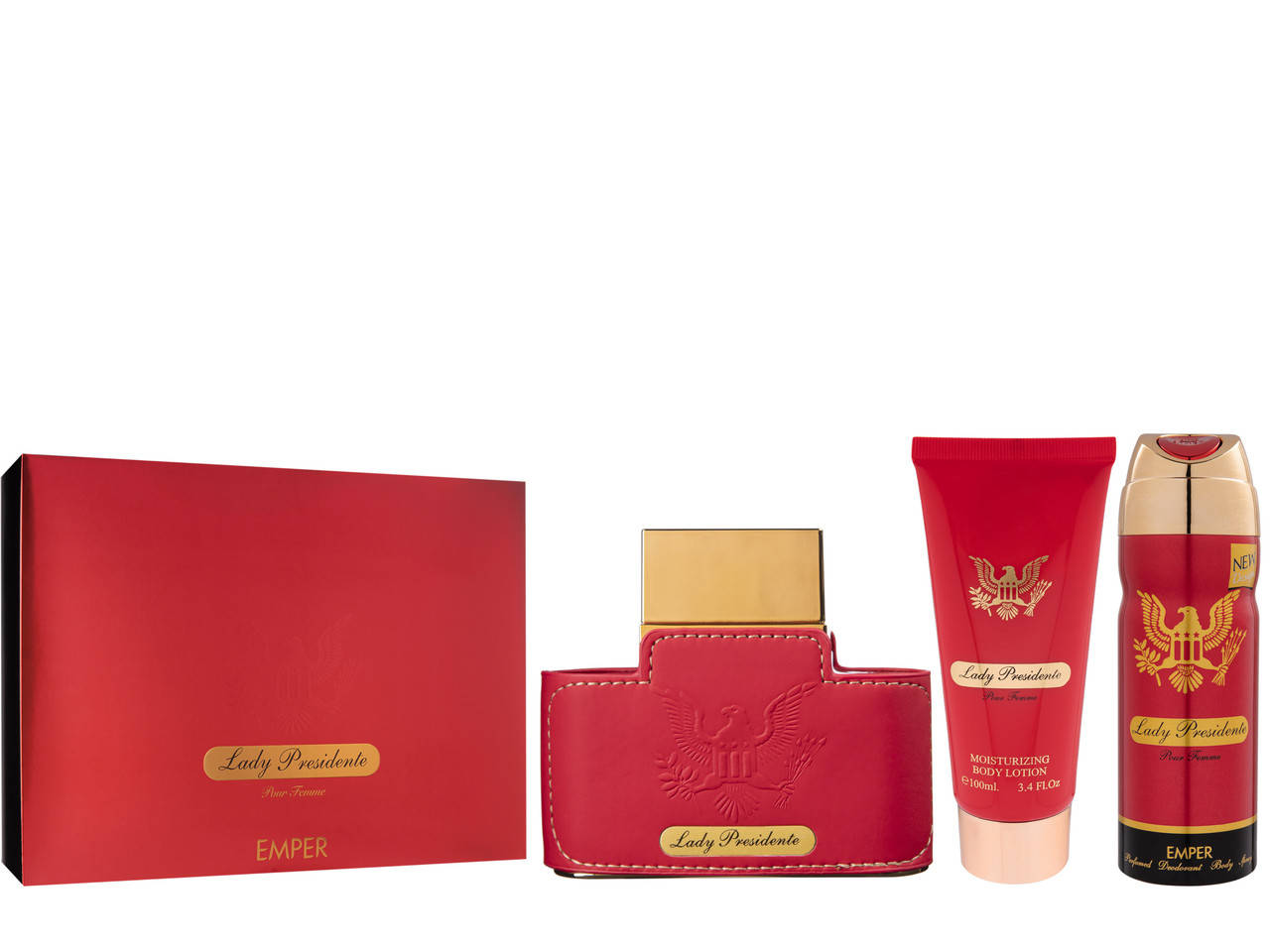 Женский парфюмированный набор Lady President 80ml +део200ml+лосьон для тела 100ml.Emper.
Женский парфюмированный набор Lady President 80ml +део200ml+лосьон для тела 100ml.Emper.
