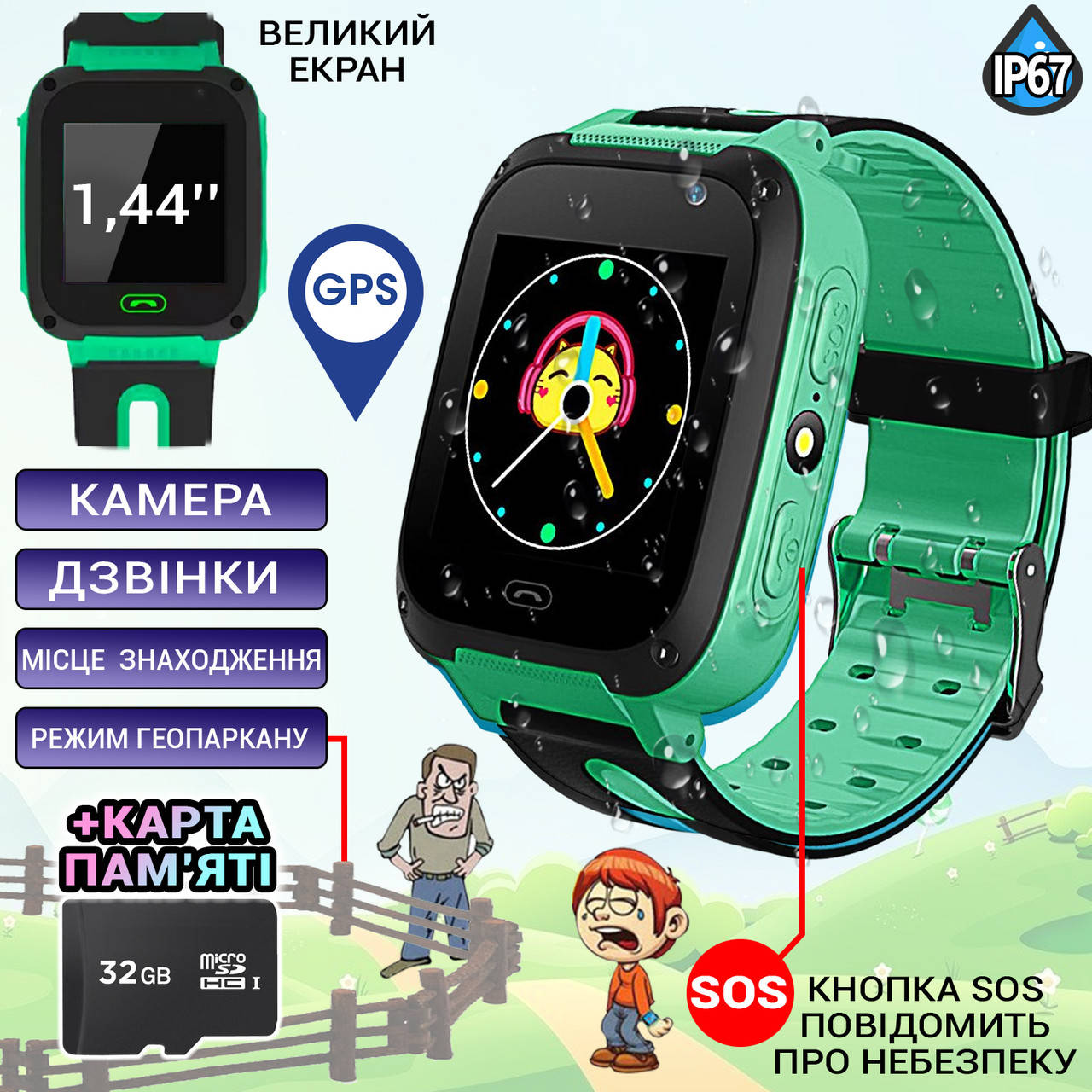 Детские смарт часы с GPS и SIM картой Baby Watch 01KID, камера, функция SOS, Green+Карта памяти 32Гб NEW
Детские смарт часы с GPS и SIM картой Baby Watch 01KID, камера, функция SOS, Green+Карта памяти 32Гб NEW