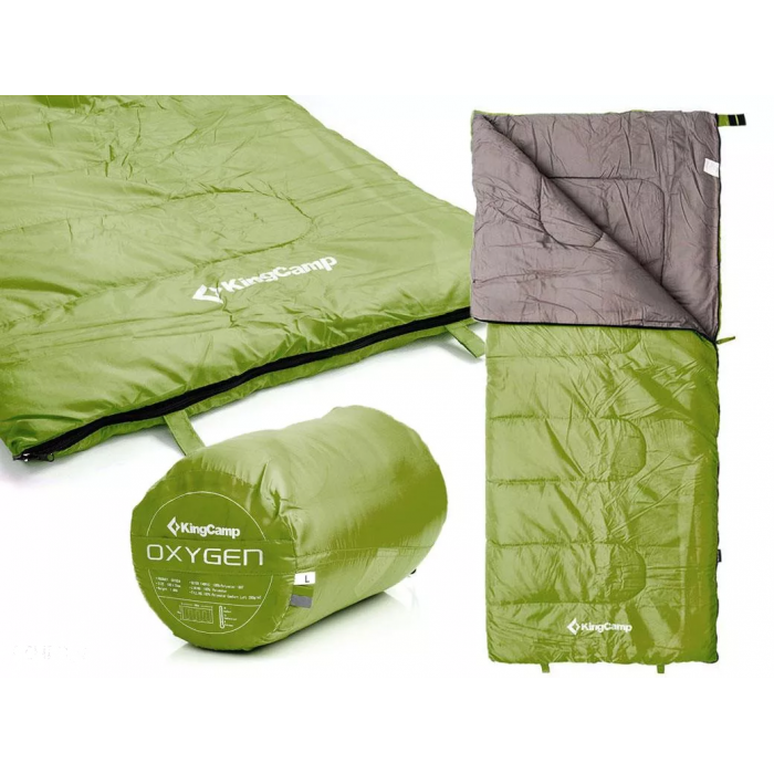 Спальный мешок 180см на 75см (+12 °C) KingCamp Oxygen (KS3122) L Green, Зелёный