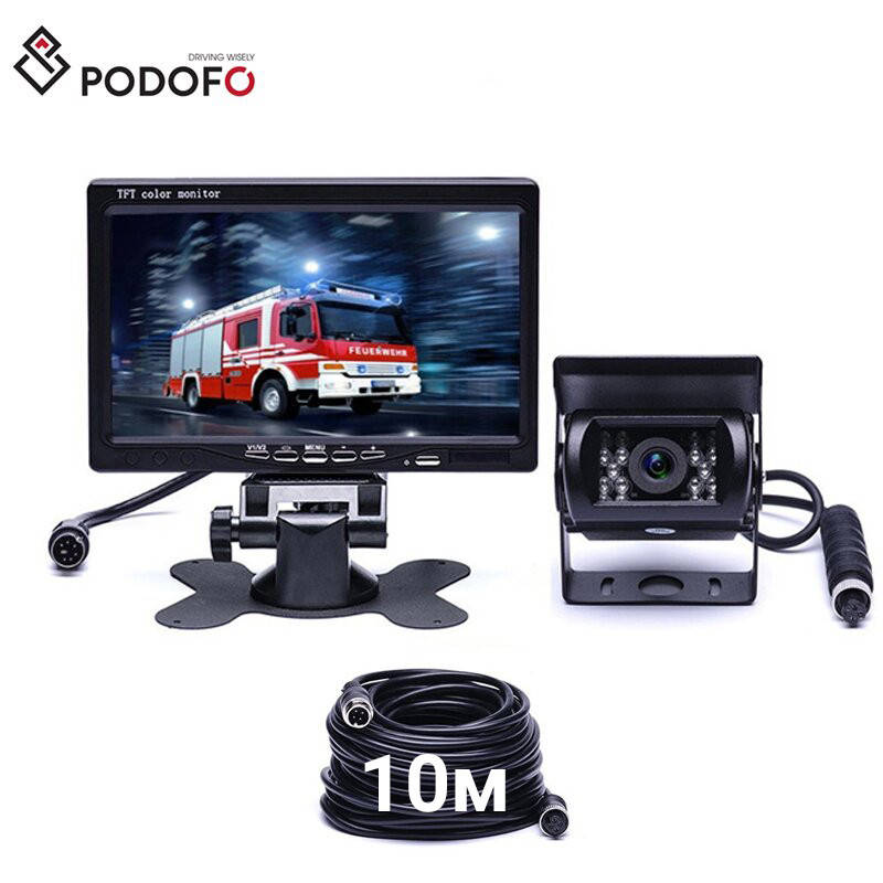 Камера заднього виду з монітором Podofo F0505, паркувальний комплекс для вантажних авто, кабель 10м
Камера заднього виду з монітором Podofo F0505, паркувальний комплекс для вантажних авто, кабель 10м