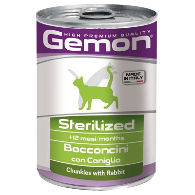 Gemon (Джемон) Влажный корм с кроликом для взрослых стерилизованных и склонных к лишнему весу котов (415 гр.) 
Gemon (Джемон) Влажный корм с кроликом для взрослых стерилизованных и склонных к лишнему весу котов (415 гр.)