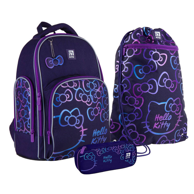 Школьный набор рюкзак + пенал + сумка Kite Hello Kitty (HK21-706M) 800 г 38x29x16,5 см 16 л фиолетовый
Школьный набор рюкзак + пенал + сумка Kite Hello Kitty (HK21-706M) 800 г 38x29x16,5 см 16 л фиолетовый