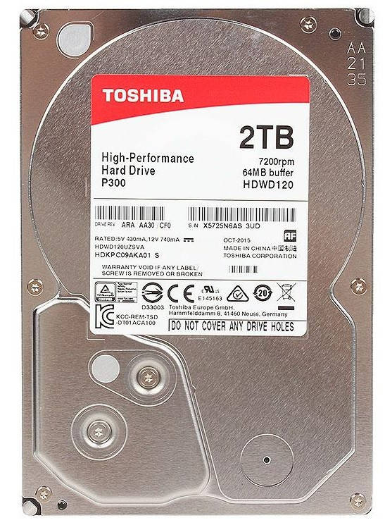 Накопитель HDD SATA 2.0TB Toshiba P300 7200rpm 64MB (HDWD120UZSVA) 
Накопитель HDD SATA 2.0TB Toshiba P300 7200rpm 64MB (HDWD120UZSVA)