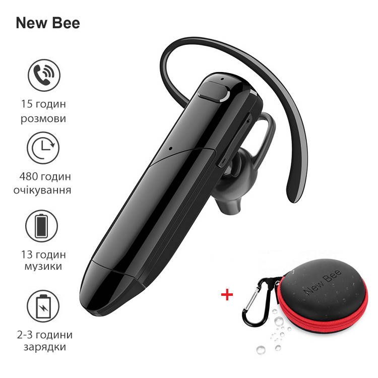 Гарнитура Bluetooth наушник вкладыш блютуз 5.0 с выдвижным микрофоном New Bee B42С Black + кейс-чехол
Гарнитура Bluetooth наушник вкладыш блютуз 5.0 с выдвижным микрофоном New Bee B42С Black + кейс-чехол