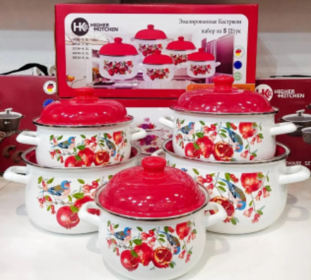 Набор эмалированных кастрюль для дома Higher Kitchen НК-309 5 штук Набор эмалированных кастрюль Подарок, Разные цвета
Набор эмалированных кастрюль для дома Higher Kitchen НК-309 5 штук Набор эмалированных кастрюль Подарок, Разные цвета