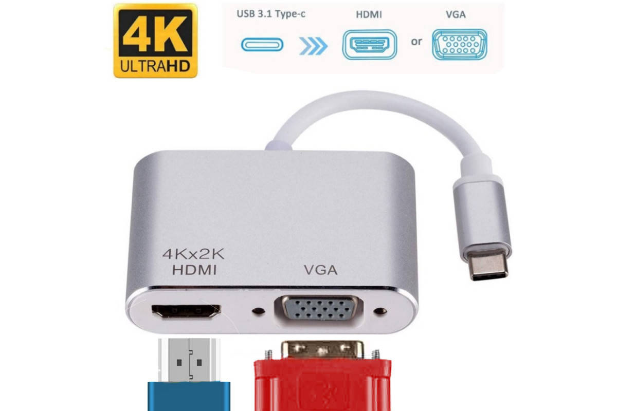 USB-хаб на HDMI и VGA переходник для Type-C адаптер для USB-C на телевизор и проектор кабель для ТV 4K и HDTV, Серый
USB-хаб на HDMI и VGA переходник для Type-C адаптер для USB-C на телевизор и проектор кабель для ТV 4K и HDTV, Серый