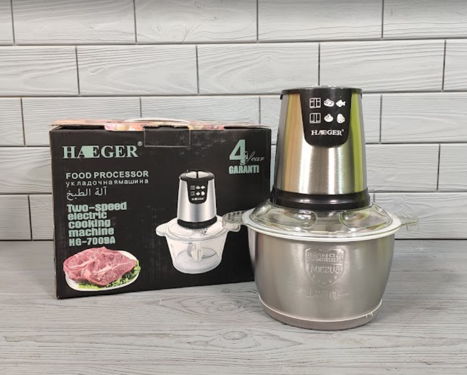 Блендер-измельчитель кухонный с металлической чашей Haeger HG-7009A, измельчитель чоппер ЕХР
Блендер-измельчитель кухонный с металлической чашей Haeger HG-7009A, измельчитель чоппер ЕХР