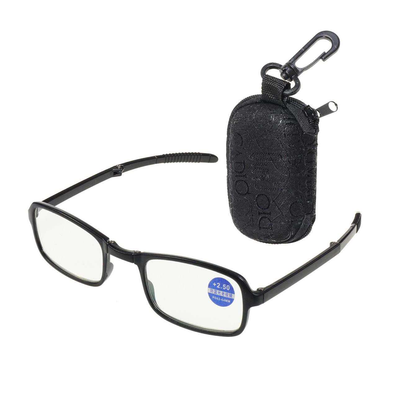 Складные очки для чтения в чехле +2,5 диоптрий, Черный 
Складные очки для чтения в чехле +2,5 диоптрий, Черный
