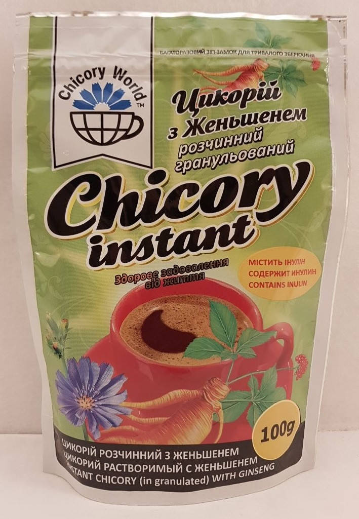 Цикорий растворимый гранулированный с Женьшенем 100 г
Цикорий растворимый гранулированный с Женьшенем 100 г