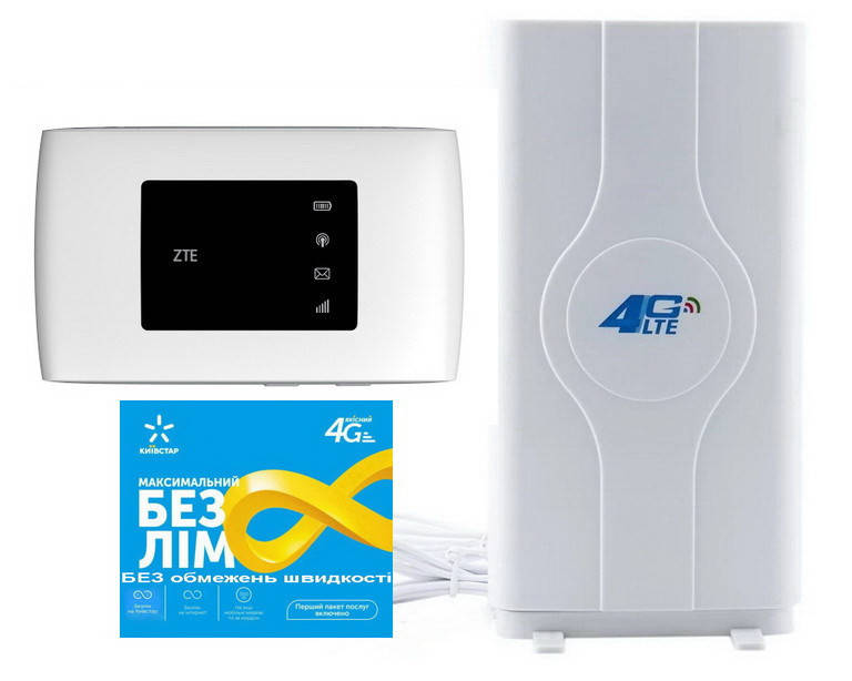 Wi-Fi роутер ZTE MF920U (с ЗУ) + комнатная антенна 2х2 MIMO 8,8 dBi + Киевстар Безлимит 4G 300 грн/мес
Wi-Fi роутер ZTE MF920U (с ЗУ) + комнатная антенна 2х2 MIMO 8,8 dBi + Киевстар Безлимит 4G 300 грн/мес