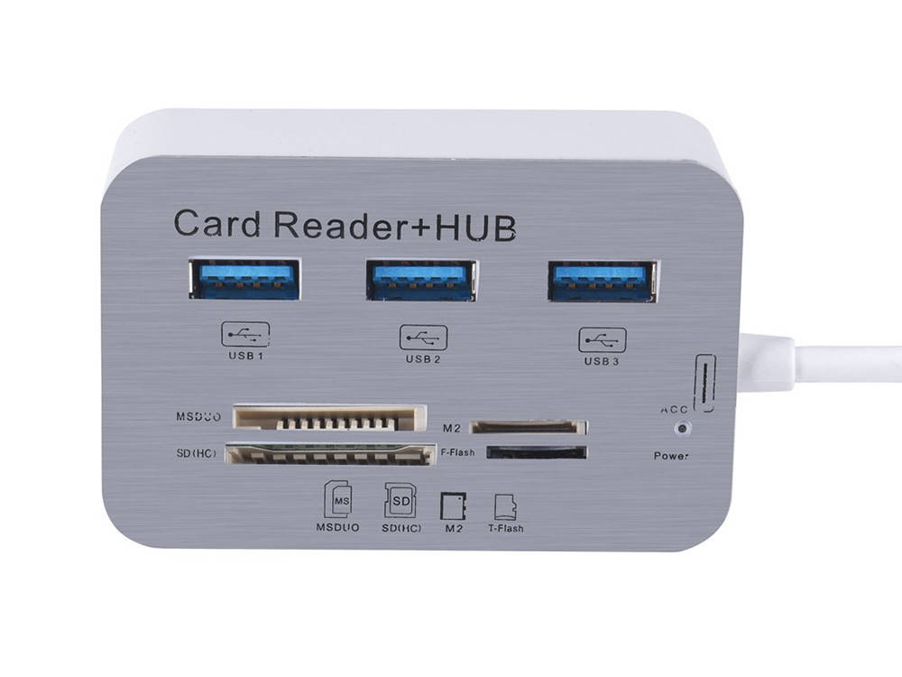 Картридер Kebidu 5 в 1 (3xUSB 3.0, MS, M2, SD/MMC/HC, TF, T-flash) хаб на 3 порта 
Картридер Kebidu 5 в 1 (3xUSB 3.0, MS, M2, SD/MMC/HC, TF, T-flash) хаб на 3 порта