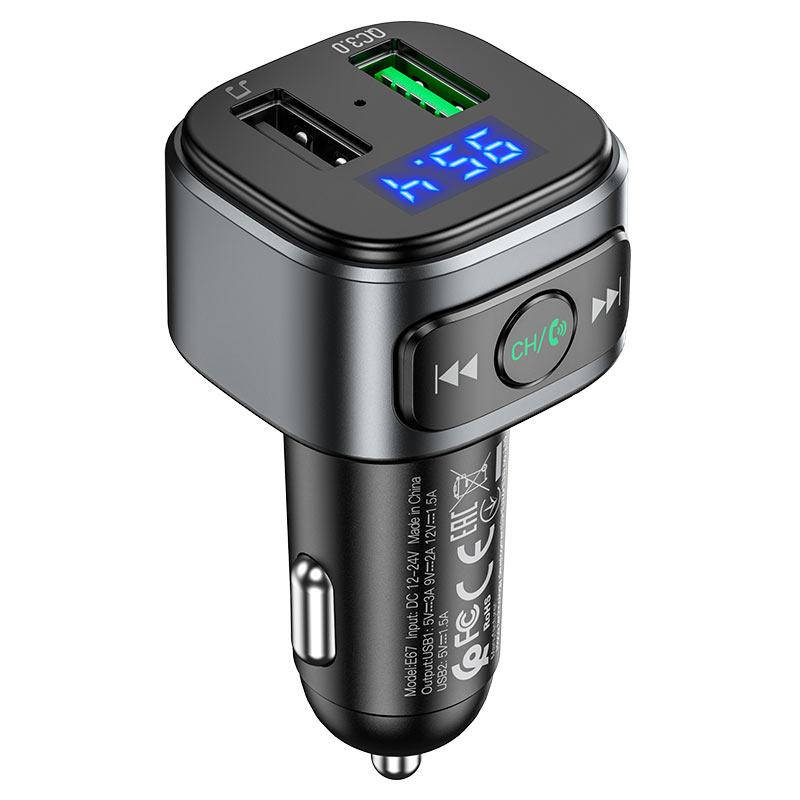 Автомобильный FM Трансмиттер с быстрой зарядкой и дисплеем HOCO E67 Fighter |BT5.0/2USB/U Disk/3A/QC| Черный
Автомобильный FM Трансмиттер с быстрой зарядкой и дисплеем HOCO E67 Fighter |BT5.0/2USB/U Disk/3A/QC| Черный