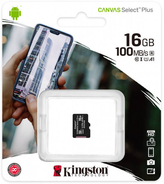 Карта памяти 16GB microSDHC Kingston Canvas Select Plus Class 10 UHS-I U1 V10 A1 (SDCS2/16GBSP)
Карта памяти 16GB microSDHC Kingston Canvas Select Plus Class 10 UHS-I U1 V10 A1 (SDCS2/16GBSP)