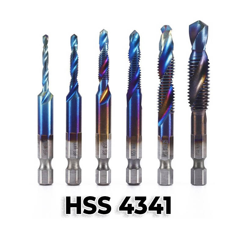 Набор 6 шт., сверла - метчики с шестигранным хвостовиком М3-М10 HSS-4341 + синее покрытие
Набор 6 шт., сверла - метчики с шестигранным хвостовиком М3-М10 HSS-4341 + синее покрытие