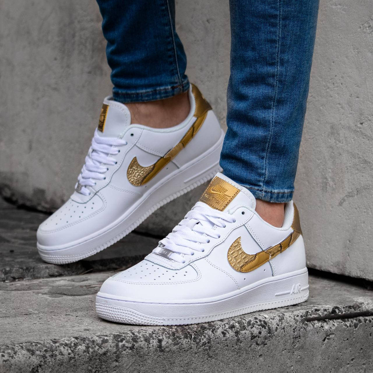 Мужские кроссовки Nike Air Force белые с золотым обувь мужская демисезонная обувь Размеры 44, Белый
Мужские кроссовки Nike Air Force белые с золотым обувь мужская демисезонная обувь Размеры 44, Белый