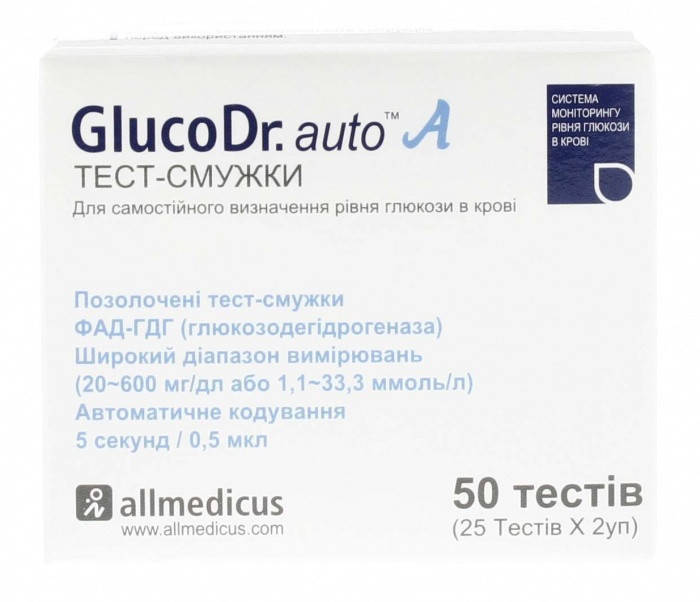Тест-полоски GlucoDr. Auto AGM 4000 (Глюко ДР) для контроля уровня глюкозы , allmedicus, 50 шт.
Тест-полоски GlucoDr. Auto AGM 4000 (Глюко ДР) для контроля уровня глюкозы , allmedicus, 50 шт.