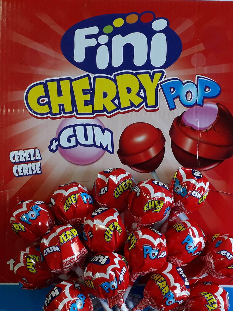 Чупа Чупс. Леденец на палочке с жевательной резинкой "Cherry Pop" ТМ Фини. 100шт
Чупа Чупс. Леденец на палочке с жевательной резинкой "Cherry Pop" ТМ Фини. 100шт