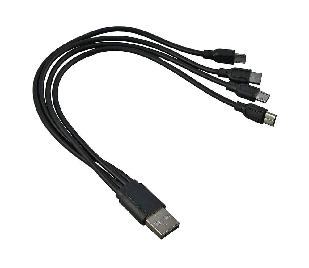 Кабель для зарядки устройств и перезаряжаемых аккумуляторов USB на 4 выхода Micro USB, Белый
Кабель для зарядки устройств и перезаряжаемых аккумуляторов USB на 4 выхода Micro USB, Белый