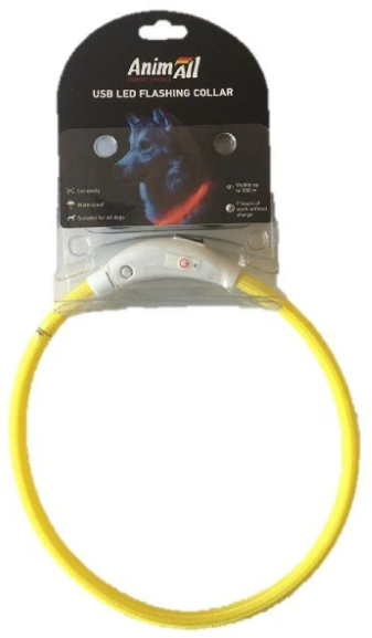 LED-ошейник AnimAll для собак (с подзарядкой USB) 35см жёлтый 
LED-ошейник AnimAll для собак (с подзарядкой USB) 35см жёлтый