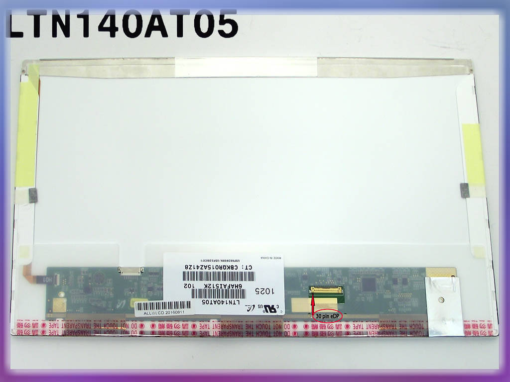 Матрица 14.0" Normal eDP (1366*768, 30pin справа) Samsung LTN140AT05 Матовая.
Матрица 14.0" Normal eDP (1366*768, 30pin справа) Samsung LTN140AT05 Матовая.