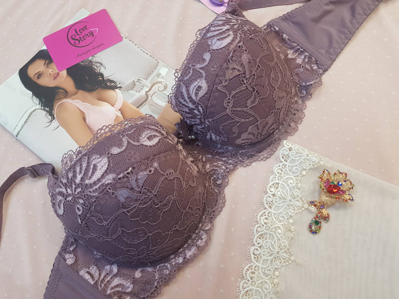 Бюстгальтер Venus 6915 сіро-бузковий чашка D, Синий 
Бюстгальтер Venus 6915 сіро-бузковий чашка D, Синий