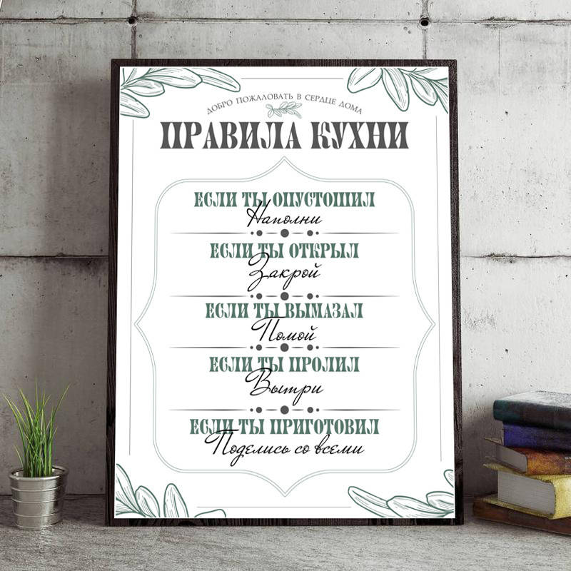 Мотивирующий плакат Правила кухни Укр/Рус/Англ формат А3
Мотивирующий плакат Правила кухни Укр/Рус/Англ формат А3