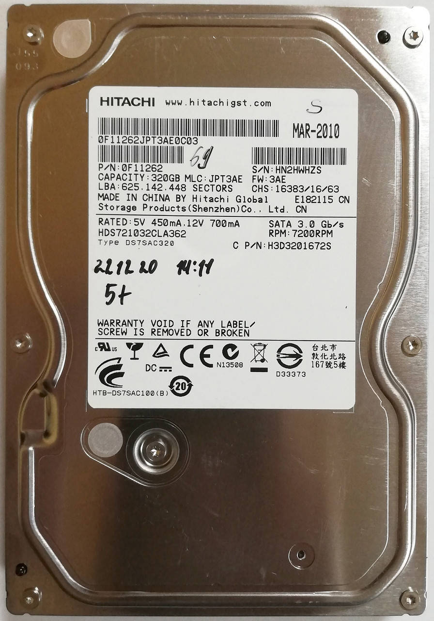 Жесткий диск для компьютера Hitachi Deskstar 320GB 3.5" 16MB 7200rpm 3Gb/s (HDS721032CLA362) SATAII Б/У
Жесткий диск для компьютера Hitachi Deskstar 320GB 3.5" 16MB 7200rpm 3Gb/s (HDS721032CLA362) SATAII Б/У