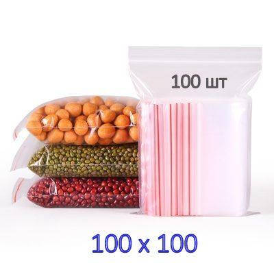 Пакеты с застежкой зип-лок 100х100 мм (100шт), Прозрачный 
Пакеты с застежкой зип-лок 100х100 мм (100шт), Прозрачный