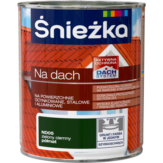 Краска для крыш Sniezka NA DACH поливинил-акриловая ЗЕЛЕНЫЙ ТЕМНО (полуматовый) ND05 0.75л PL
Краска для крыш Sniezka NA DACH поливинил-акриловая ЗЕЛЕНЫЙ ТЕМНО (полуматовый) ND05 0.75л PL