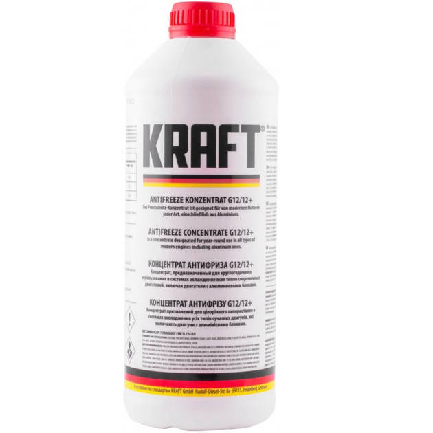 Антифриз Kraft G12/12+ Red концентрат для системы охлаждения 1.5 л (KF103), Красный
Антифриз Kraft G12/12+ Red концентрат для системы охлаждения 1.5 л (KF103), Красный